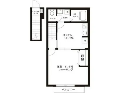 コスモレジデンス(1K/2階)の間取り写真