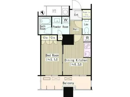 ザ・パークハウス西新宿タワー60(1DK/10階)の間取り写真