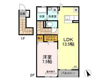 シャンティ(1LDK/1階)の間取り写真