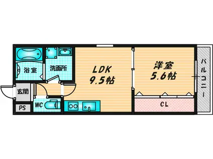 クライムラビーン(1K/2階)の間取り写真