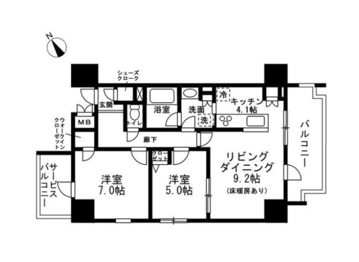 レジディア町屋(2LDK/8階)の間取り写真