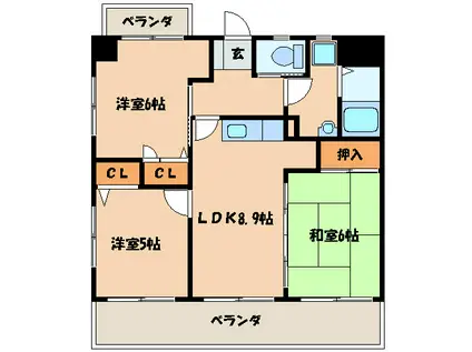 グラントープ道頓堀(3LDK/11階)の間取り写真