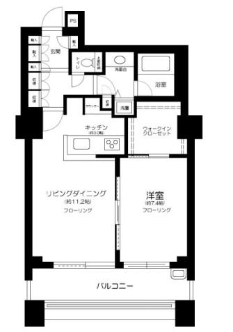 パークタワー東京フロント(1LDK/2階)の間取り写真