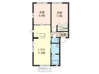 サマンサ A(2LDK/2階)の間取り写真