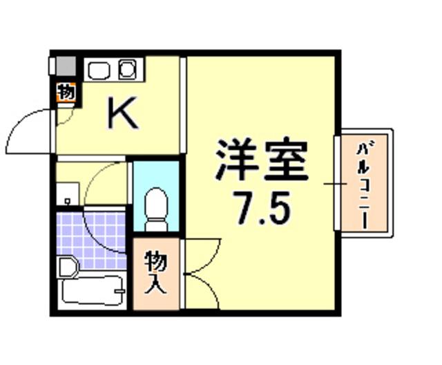 フォアオルテ岡本(1K/1階)の間取り写真
