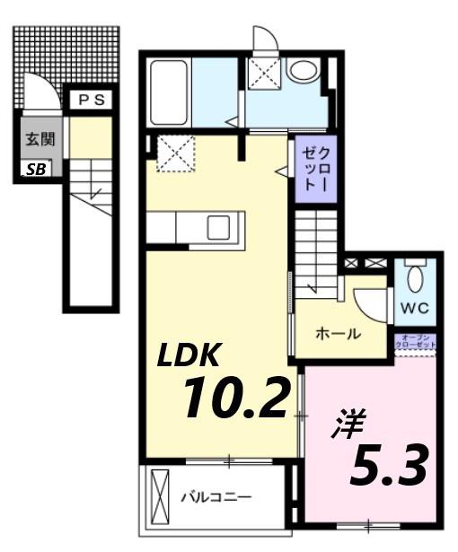 コスモビレッジ(1LDK/2階)の間取り写真