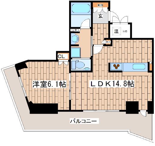 ジークレフ新神戸タワー(1LDK/18階)の間取り写真