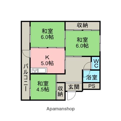 コーポタケヤ(3K/4階)の間取り写真