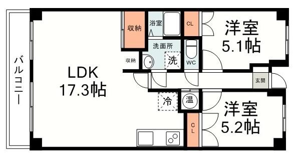 杉山第二マンション(2LDK/2階)の間取り写真