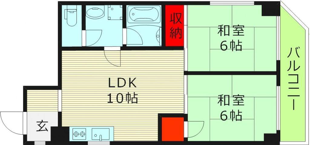 グリーンスコープ鶴見(2LDK/4階)の間取り写真