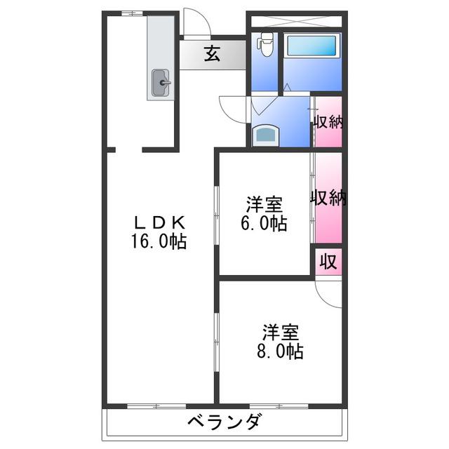 プレゼンス西浜(2LDK/1階)の間取り写真