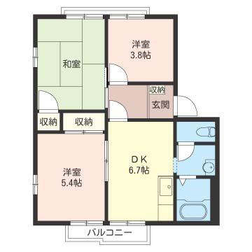 グリーンハイツ(3DK/2階)の間取り写真