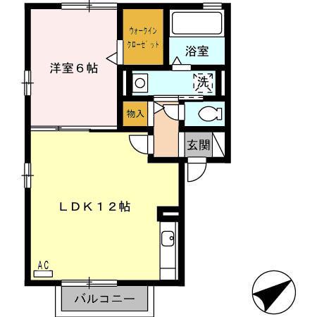 CALM HOME(1LDK/2階)の間取り写真