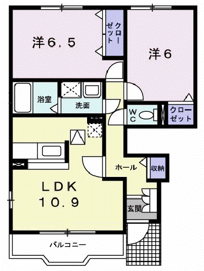 セイラン(2LDK/1階)の間取り写真