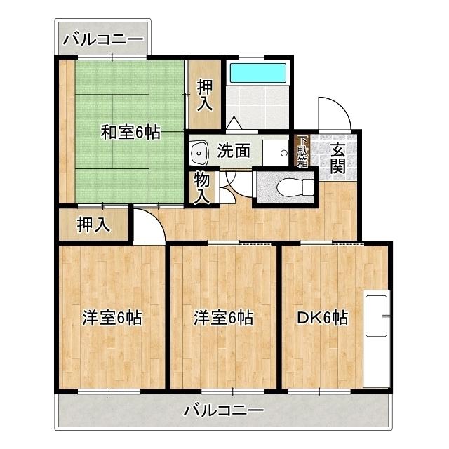 フラワーヴィレッジ(3DK/4階)の間取り写真