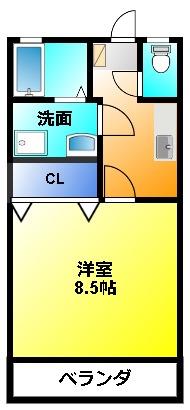 カーサコリーナ(1K/1階)の間取り写真