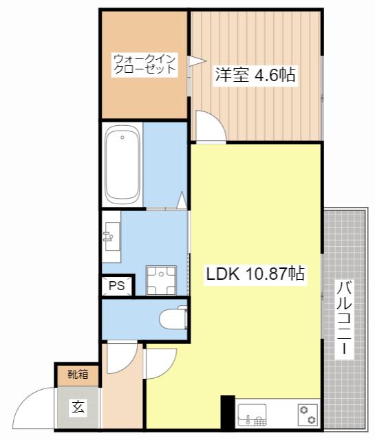 SURFINIA堅田(1LDK/1階)の間取り写真