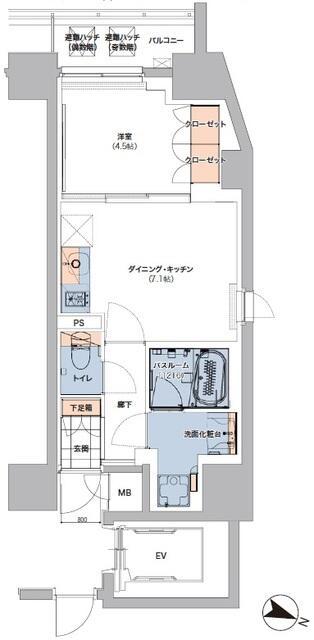ボヌールステージ笹塚(1DK/2階)の間取り写真