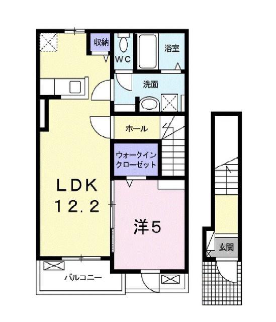カーサ矢原(1LDK/2階)の間取り写真