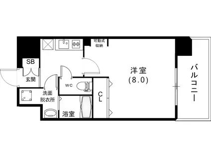 レジデンス三宮ライン(1K/8階)の間取り写真