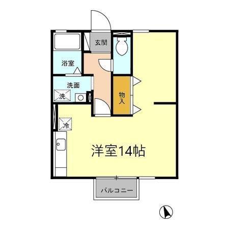 セジュールゆたか(ワンルーム/2階)の間取り写真
