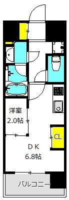 コンフォリア・リヴ南森町Q(1DK/8階)の間取り写真