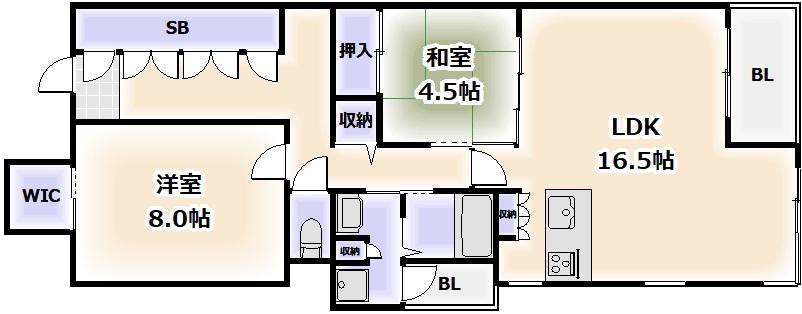 シャーメゾン白鷺(2LDK/4階)の間取り写真