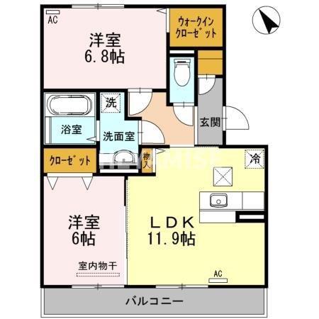 オッツ池田(2LDK/1階)の間取り写真