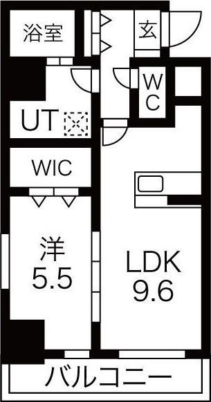 グリーンコート(1LDK/8階)の間取り写真