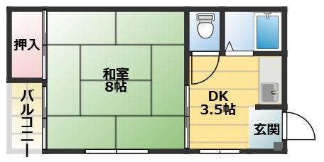 浜町ハイツ(1DK/3階)の間取り写真