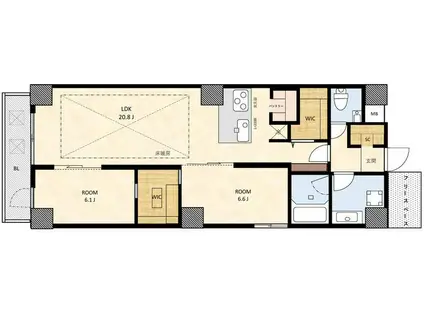 BRAVE南船場(2LDK/12階)の間取り写真