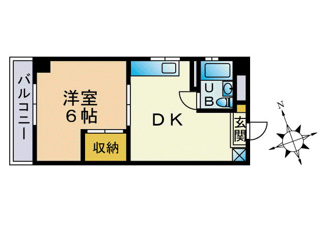 第1占部ビル(1DK/4階)の間取り写真