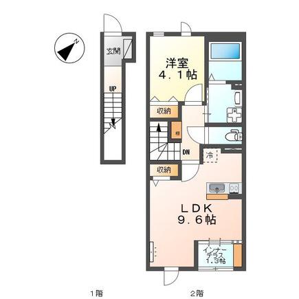 アイリス(1LDK/2階)の間取り写真