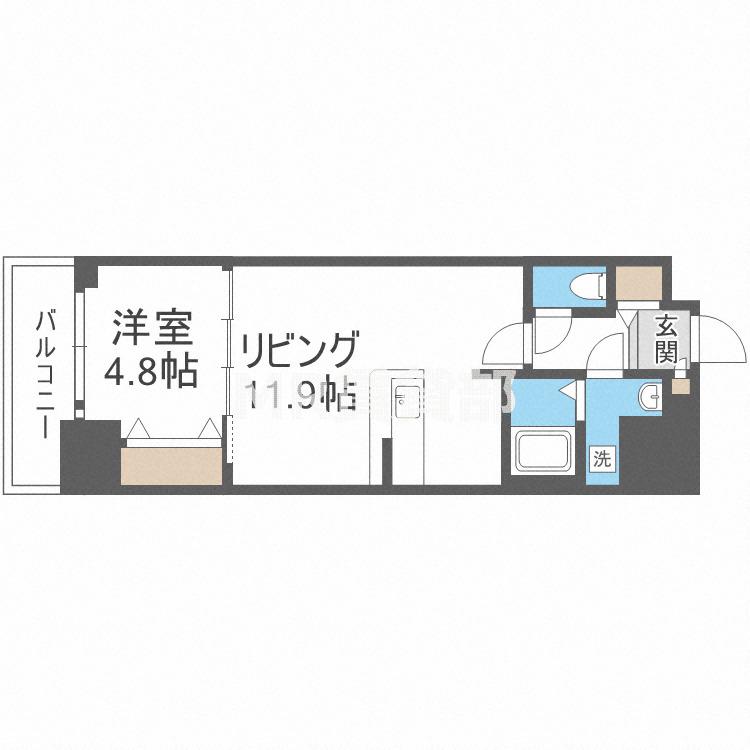 フォーリアライズ本町レクス(1LDK/3階)の間取り写真