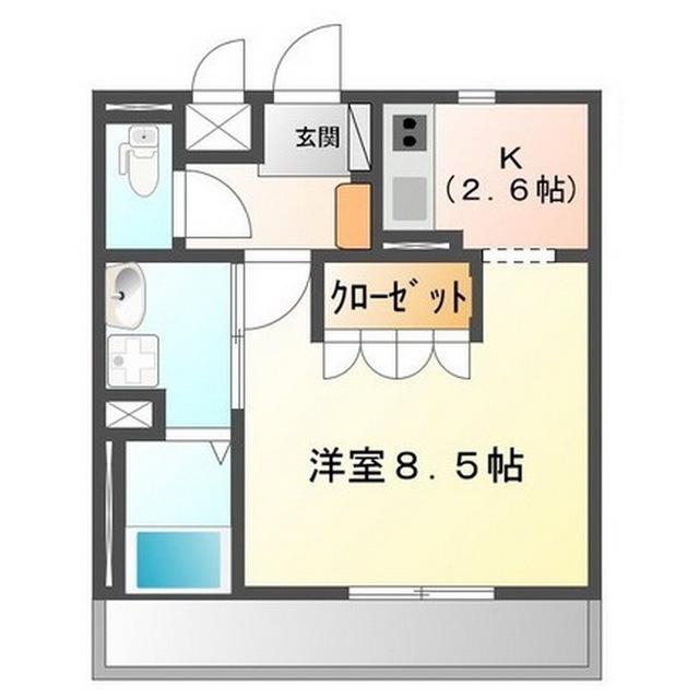 ESPOIR(1K/1階)の間取り写真