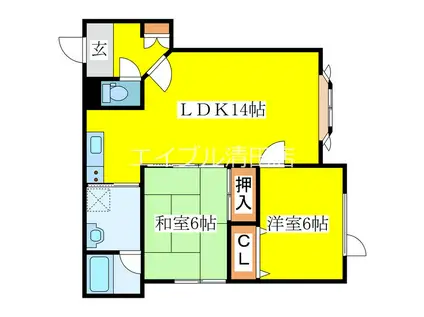リバーサイド15(2LDK/2階)の間取り写真