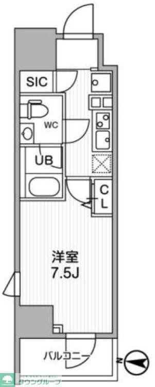 ALTERNA亀戸(1K/8階)の間取り写真