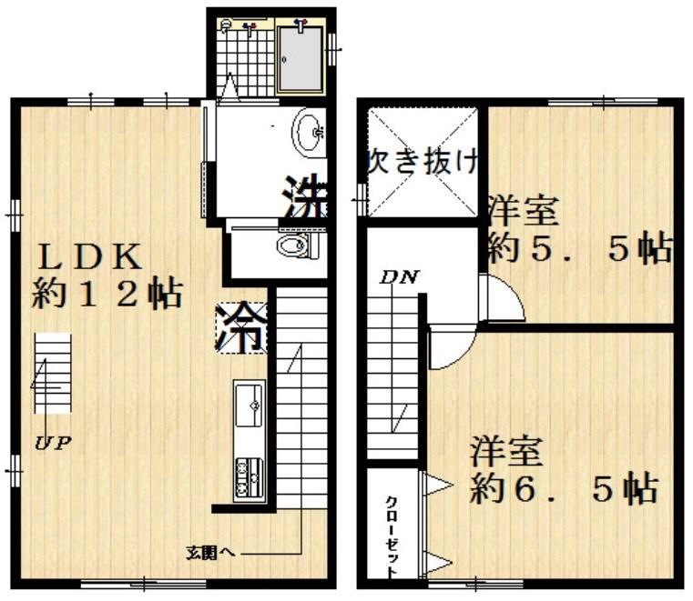 ラ・カーサ恵比寿(2LDK/2階)の間取り写真