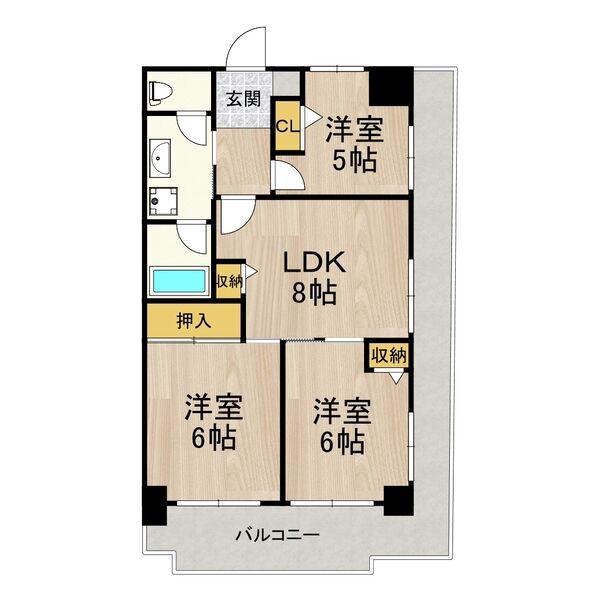 友井グレイス(3DK/6階)の間取り写真