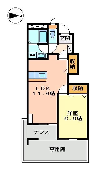 パティオアクタミ(1LDK/1階)の間取り写真