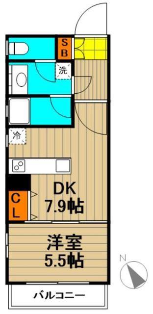 カスタリア新富町IV(1DK/5階)の間取り写真