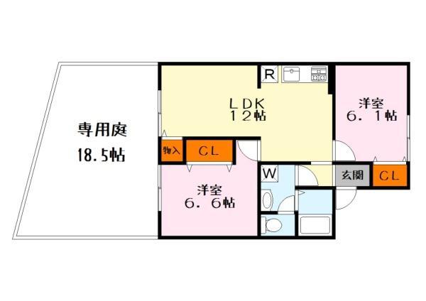 ヴァンセジュール(2LDK/1階)の間取り写真