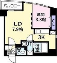 PRIVE菊水(1LDK/6階)の間取り写真