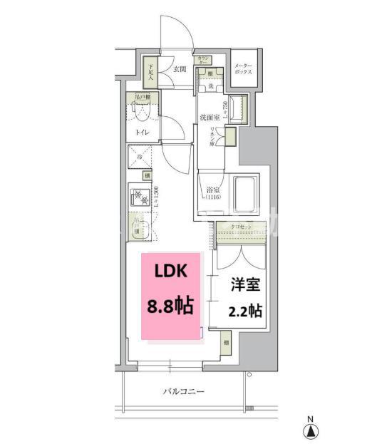 アーバネックス天満橋FRONT(1LDK/12階)の間取り写真