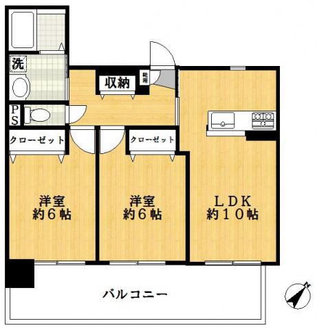 クリアイースト(2LDK/7階)の間取り写真