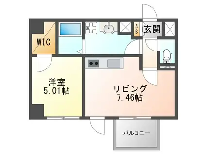 ヴィヴァーチェ2番館(1DK/7階)の間取り写真