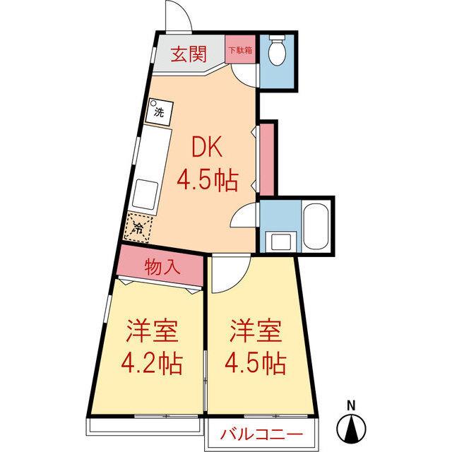 スタジアム塚越(2DK/3階)の間取り写真