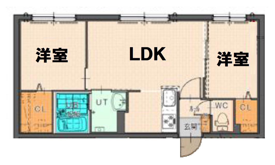 SKY RIVALE(2LDK/4階)の間取り写真