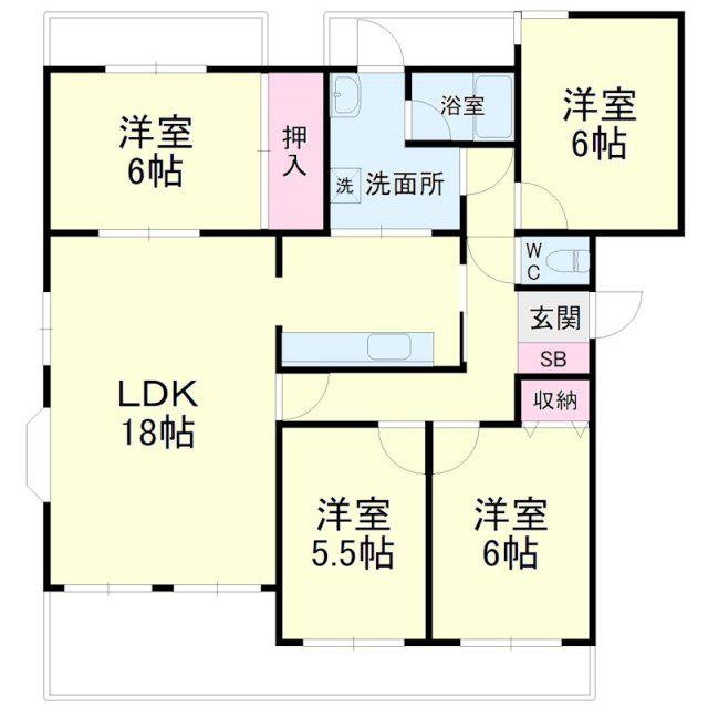 バーディー蜆塚(4LDK/2階)の間取り写真