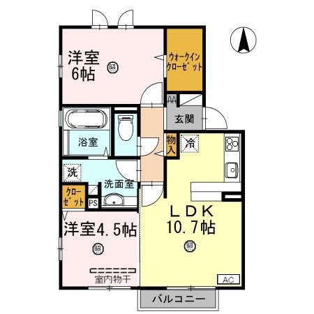 セレーノ文京(2LDK/2階)の間取り写真